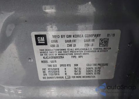2019 Buick Encore Fwd Preferred from USA, damaged, VIN KL4CJASB9KB832954